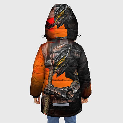 Зимняя куртка для девочки Берсерк Гатс Замах Мечом / 3D-Светло-серый – фото 4
