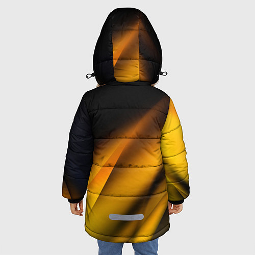 Зимняя куртка для девочки Ламборгини - желтая абстракция / 3D-Светло-серый – фото 4