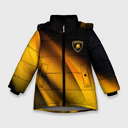 Куртка зимняя для девочки Ламборгини - желтая абстракция, цвет: 3D-светло-серый