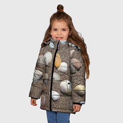 Куртка зимняя для девочки Композиция из ракушек на песке, цвет: 3D-красный — фото 2