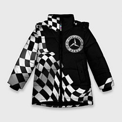 Куртка зимняя для девочки Mercedes racing flag, цвет: 3D-черный