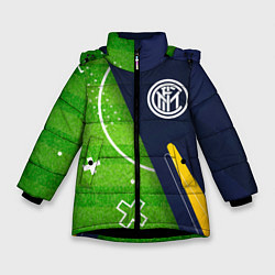 Куртка зимняя для девочки Inter football field, цвет: 3D-черный
