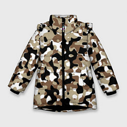 Куртка зимняя для девочки Камуфляж Open Terrain, цвет: 3D-черный