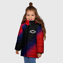 Куртка зимняя для девочки Chevrolet красный карбон, цвет: 3D-черный — фото 2