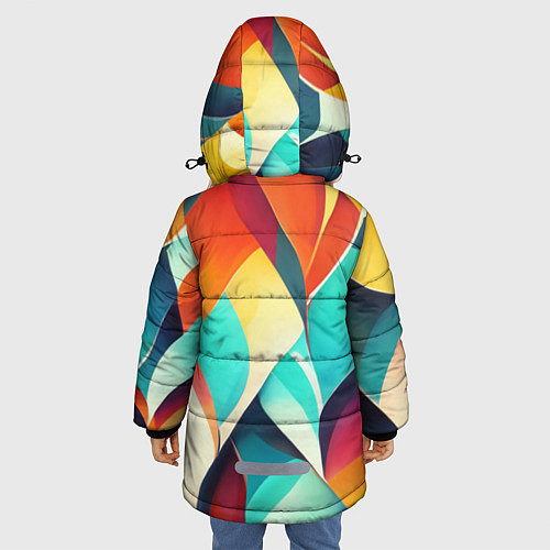 Зимняя куртка для девочки Красивые многоцветные узоры / 3D-Красный – фото 4