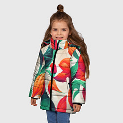 Куртка зимняя для девочки Элегантный цветочный орнамент, цвет: 3D-красный — фото 2