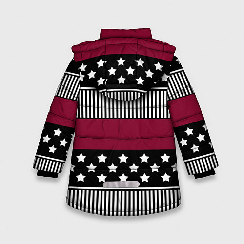 Зимняя куртка для девочки Burgundy black striped pattern / 3D-Красный – фото 2