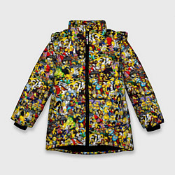 Куртка зимняя для девочки Симпсоны все Герои, цвет: 3D-черный