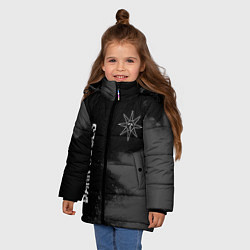Куртка зимняя для девочки Dark Souls glitch на темном фоне: символ и надпись, цвет: 3D-черный — фото 2