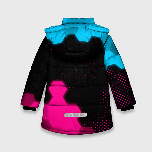 Зимняя куртка для девочки Poppy Playtime - neon gradient: символ и надпись в / 3D-Черный – фото 2