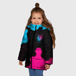 Куртка зимняя для девочки Poppy Playtime - neon gradient: символ и надпись в, цвет: 3D-черный — фото 2