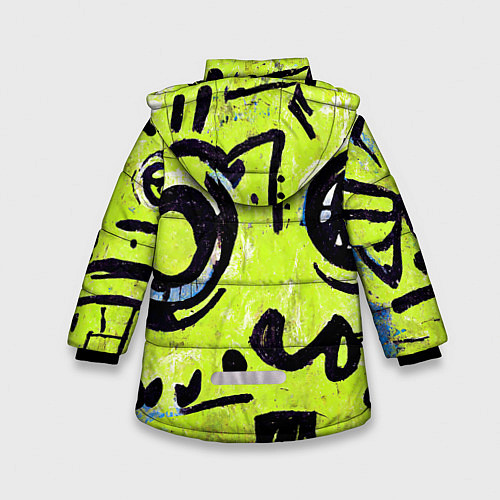 Зимняя куртка для девочки Уличное творчество - граффити / 3D-Черный – фото 2