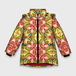 Куртка зимняя для девочки Объемный калейдоскоп с узорами, цвет: 3D-красный