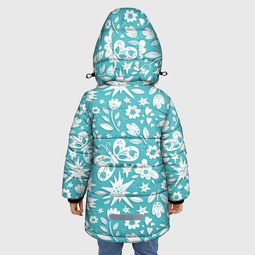 Зимняя куртка для девочки Нежный цветочный паттерн / 3D-Красный – фото 4