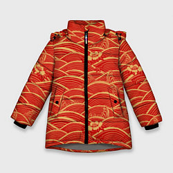 Зимняя куртка для девочки Китайская иллюстрация волн
