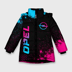 Зимняя куртка для девочки Opel - neon gradient: символ и надпись вертикально