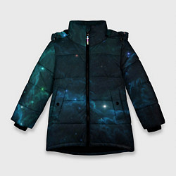 Куртка зимняя для девочки Космическая туча, цвет: 3D-черный