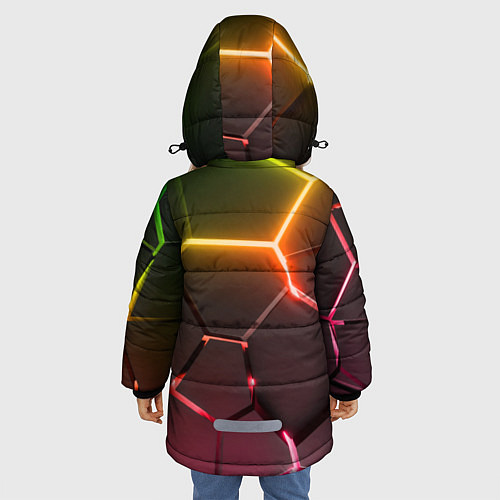 Зимняя куртка для девочки Неоновые радужные плиты / 3D-Красный – фото 4