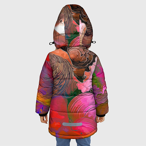 Зимняя куртка для девочки Стилизованная композиция из океанских ракушек / 3D-Светло-серый – фото 4