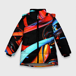 Куртка зимняя для девочки Краски и пузыри, цвет: 3D-светло-серый