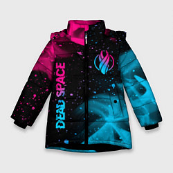Куртка зимняя для девочки Dead Space - neon gradient: символ и надпись верти, цвет: 3D-черный