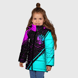 Куртка зимняя для девочки Варвара и неоновый герб России: символ и надпись в, цвет: 3D-черный — фото 2