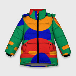 Куртка зимняя для девочки Абстракция - геометрические фигуры, цвет: 3D-светло-серый