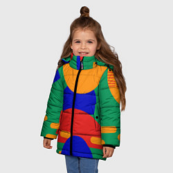 Куртка зимняя для девочки Абстракция - геометрические фигуры, цвет: 3D-светло-серый — фото 2