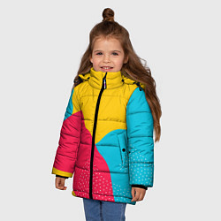 Куртка зимняя для девочки Яркие кляксы - абстракция, цвет: 3D-светло-серый — фото 2