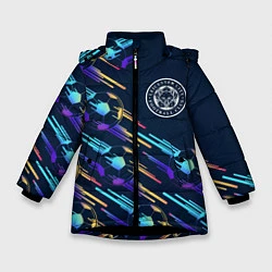 Куртка зимняя для девочки Leicester City градиентные мячи, цвет: 3D-черный