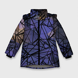 Куртка зимняя для девочки Blue with black stripes pattern, цвет: 3D-светло-серый