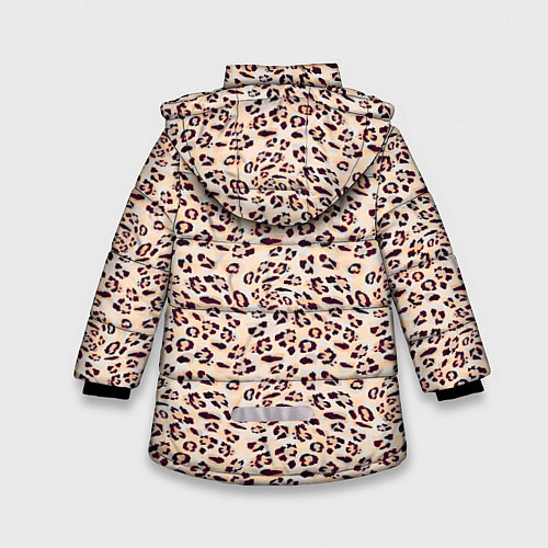 Зимняя куртка для девочки Коричневый с бежевым леопардовый узор / 3D-Черный – фото 2