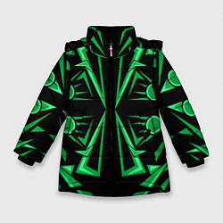 Зимняя куртка для девочки Геометрический узор зеленый geometric
