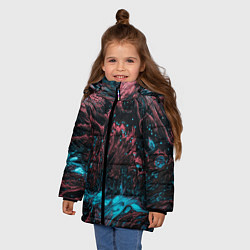 Куртка зимняя для девочки Красочные растекания, цвет: 3D-светло-серый — фото 2
