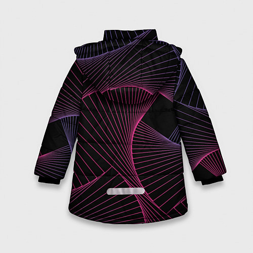 Зимняя куртка для девочки Неоновые волны градиент / 3D-Черный – фото 2