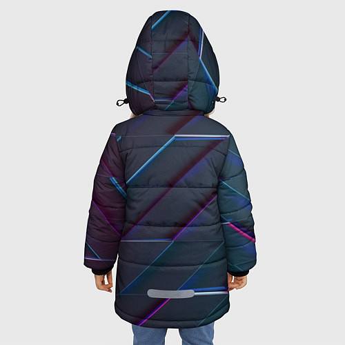 Зимняя куртка для девочки Неоновая трёхмерная мозаика / 3D-Светло-серый – фото 4