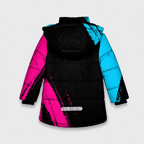 Зимняя куртка для девочки Bayern - neon gradient: надпись, символ / 3D-Черный – фото 2