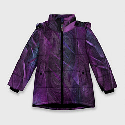 Куртка зимняя для девочки Текстура из перьев, цвет: 3D-черный