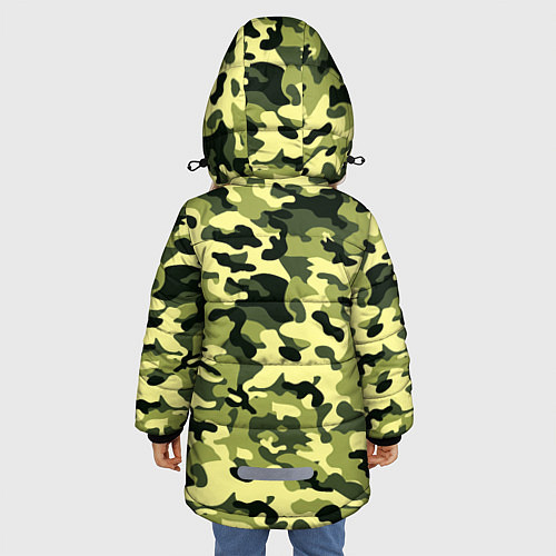 Зимняя куртка для девочки Камуфляж Зеленые листья / 3D-Красный – фото 4