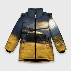 Куртка зимняя для девочки Танк Е100, цвет: 3D-черный
