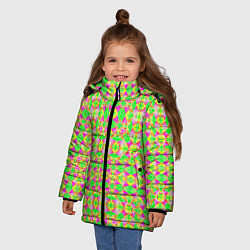 Куртка зимняя для девочки Желтый, зеленый, малиновый калейдоскопический неон, цвет: 3D-красный — фото 2