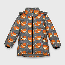 Куртка зимняя для девочки Веселые лисички, цвет: 3D-светло-серый