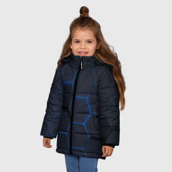 Куртка зимняя для девочки Неоновая броня голубая, цвет: 3D-черный — фото 2