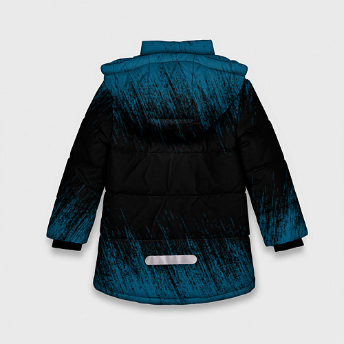 Зимняя куртка для девочки Синие штрихи на черном / 3D-Светло-серый – фото 2