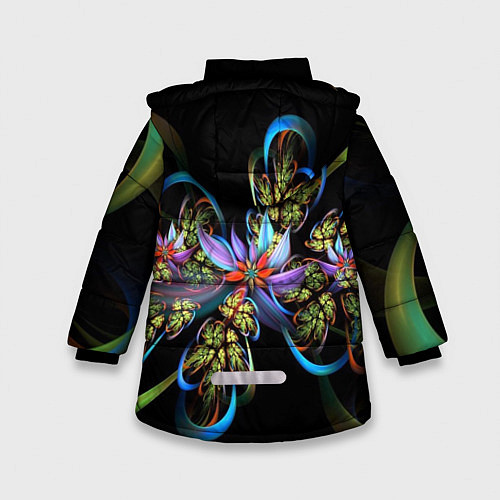 Зимняя куртка для девочки Необычный абстрактный узор / 3D-Черный – фото 2