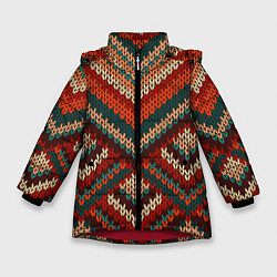 Зимняя куртка для девочки Вязаная ткань - текстура