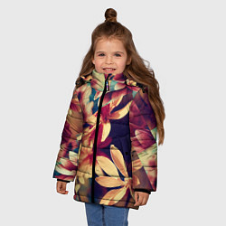 Куртка зимняя для девочки Цветочные плитки, цвет: 3D-светло-серый — фото 2