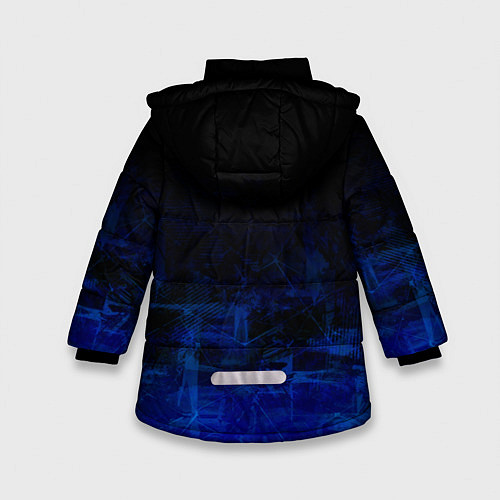 Зимняя куртка для девочки Однотонный черный и темно синий гранжевый градиент / 3D-Светло-серый – фото 2