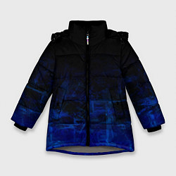 Зимняя куртка для девочки Однотонный черный и темно синий гранжевый градиент