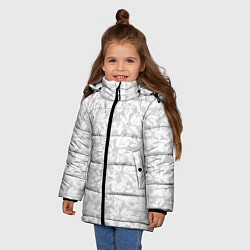 Куртка зимняя для девочки Белые цветы на светло сером, цвет: 3D-светло-серый — фото 2